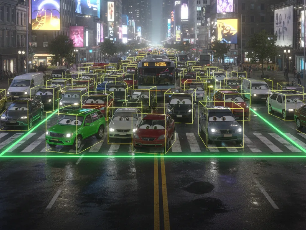 CCTV Rush Hour free demo — live CCTV feed with vehicle detection boxes and city intersection